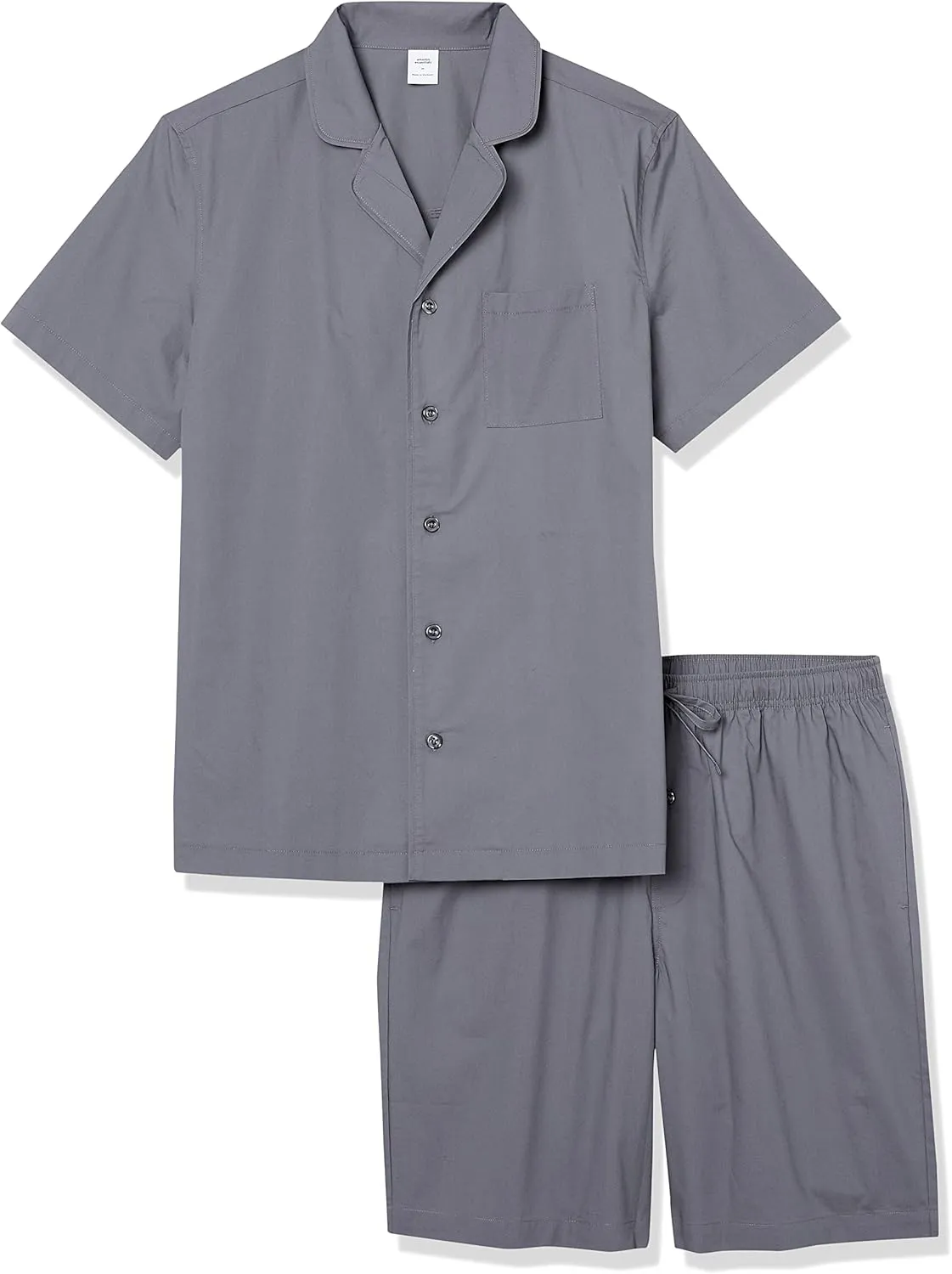 Amazon Essentials Men's Lightweight Woven Short Pajama Set with Notch Collar and Button Loungewear