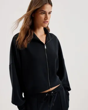 Arorha Zip Through Funnel Neck Sweat Black