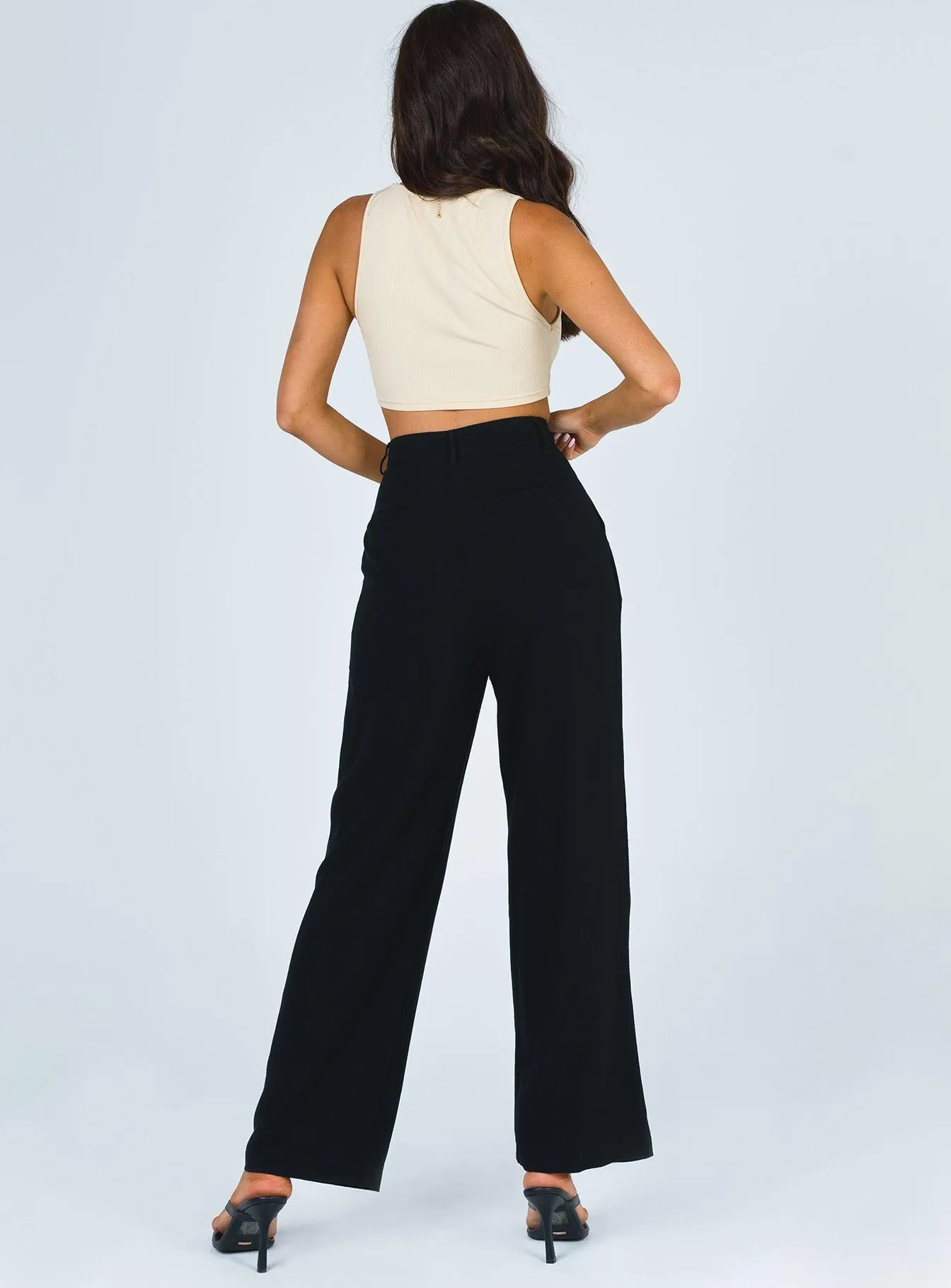 Brenda Linen Blend Pants Black
