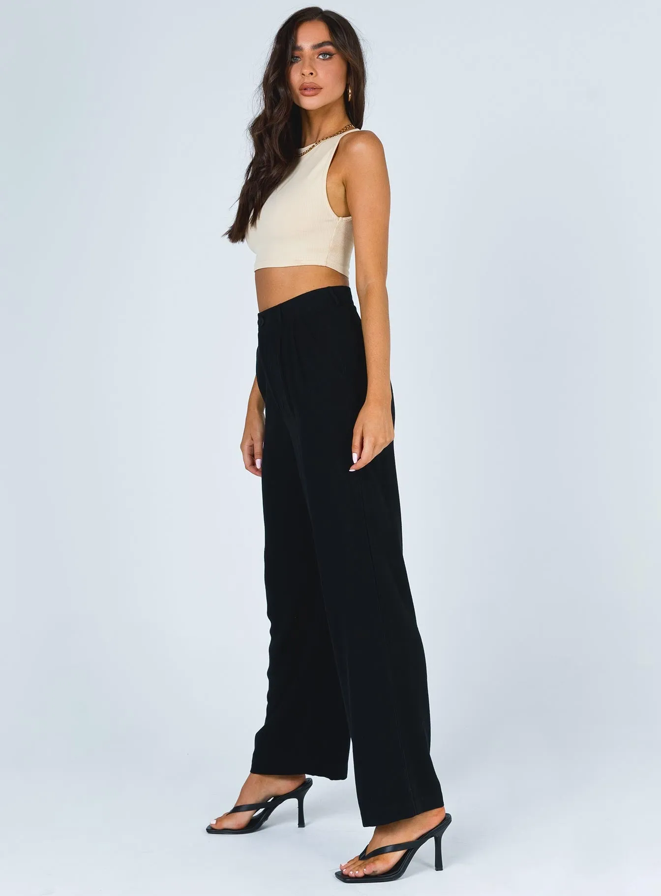 Brenda Linen Blend Pants Black