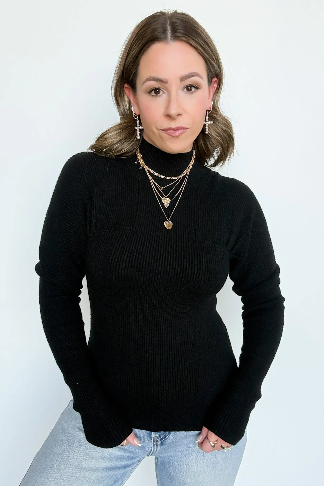 Camie Ribbed Mock Neck Sweater