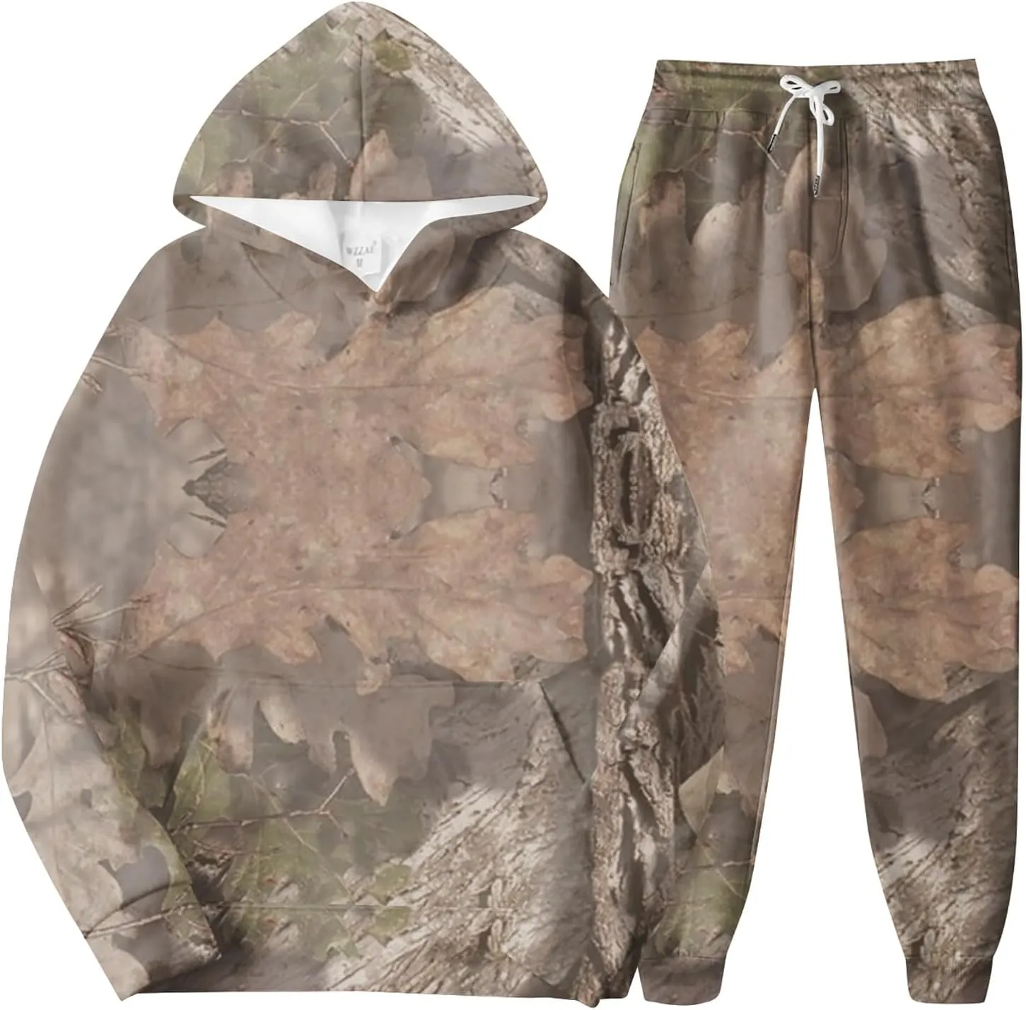Camo Sweatsuit Set for Women - 2 Piece Crewneck Hoodie & Wide Leg Sweatpant Fall Outfit Lounge Set