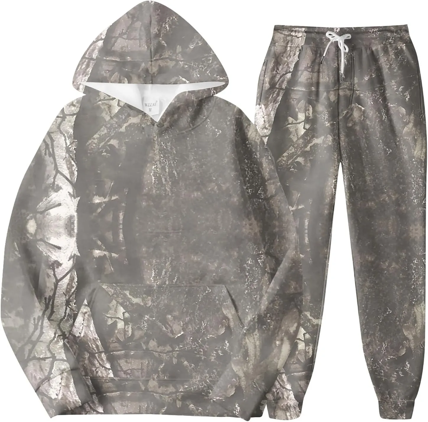 Camo Sweatsuit Set for Women - 2 Piece Crewneck Hoodie & Wide Leg Sweatpant Fall Outfit Lounge Set