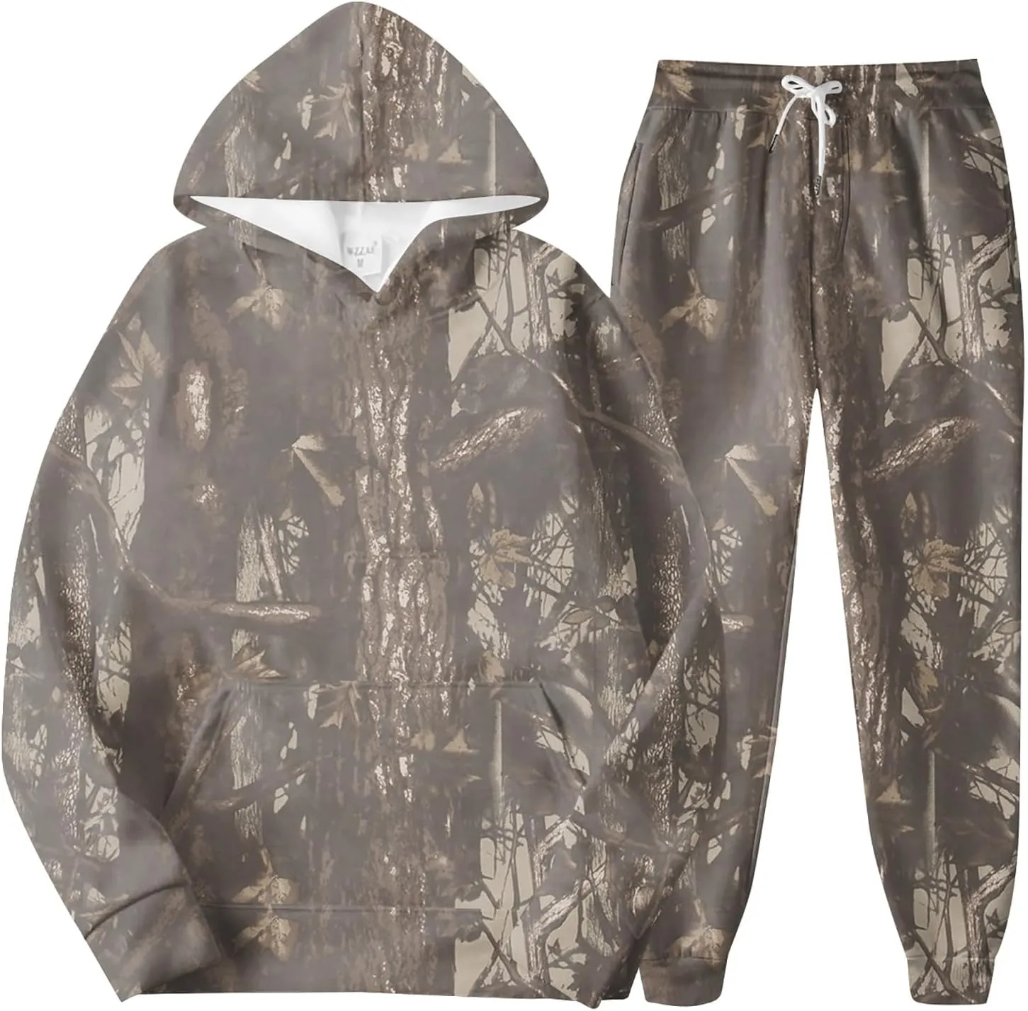 Camo Sweatsuit Set for Women - 2 Piece Crewneck Hoodie & Wide Leg Sweatpant Fall Outfit Lounge Set