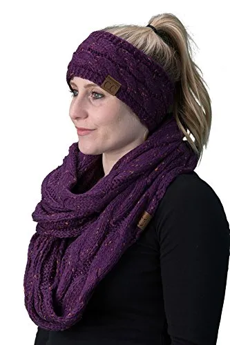Confetti Knit Lined Headwrap and Infinity Scarf Set by Funky Junque