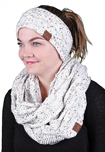 Confetti Knit Lined Headwrap and Infinity Scarf Set by Funky Junque
