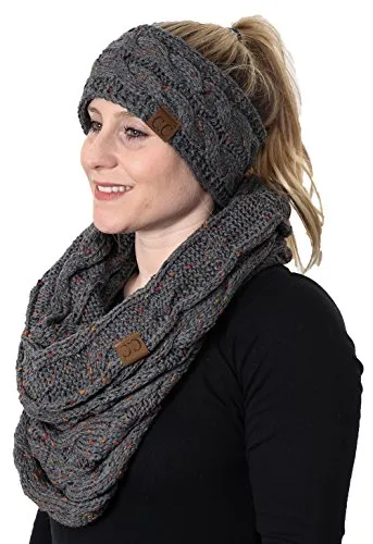 Confetti Knit Lined Headwrap and Infinity Scarf Set by Funky Junque