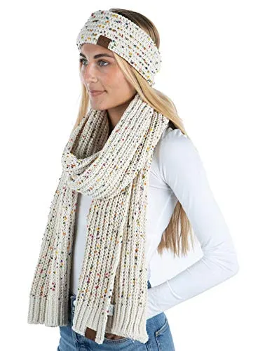 Confetti Knit Lined Headwrap and Infinity Scarf Set by Funky Junque