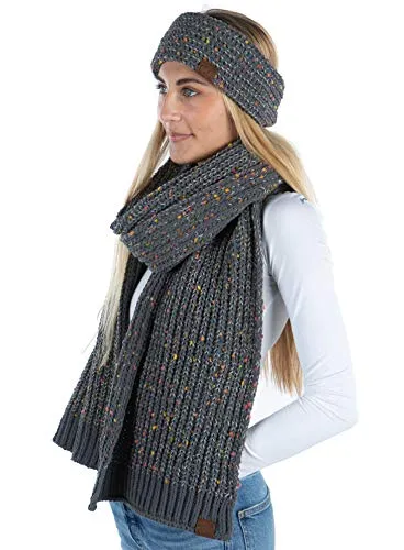 Confetti Knit Lined Headwrap and Infinity Scarf Set by Funky Junque