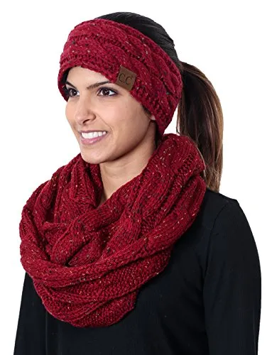 Confetti Knit Lined Headwrap and Infinity Scarf Set by Funky Junque