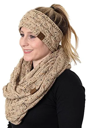 Confetti Knit Lined Headwrap and Infinity Scarf Set by Funky Junque