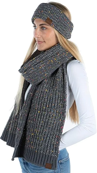 Confetti Knit Lined Headwrap and Infinity Scarf Set by Funky Junque