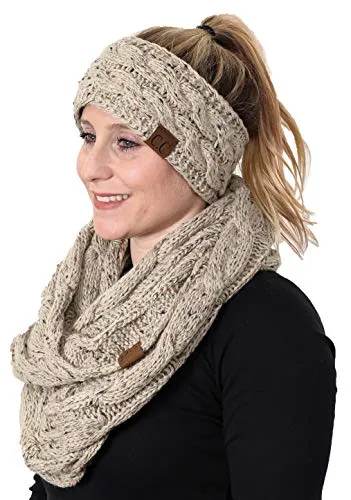 Confetti Knit Lined Headwrap and Infinity Scarf Set by Funky Junque