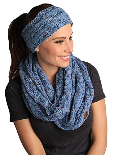 Confetti Knit Lined Headwrap and Infinity Scarf Set by Funky Junque