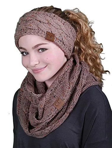 Confetti Knit Lined Headwrap and Infinity Scarf Set by Funky Junque