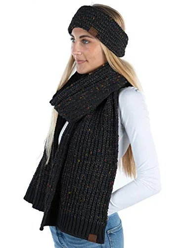 Confetti Knit Lined Headwrap and Infinity Scarf Set by Funky Junque