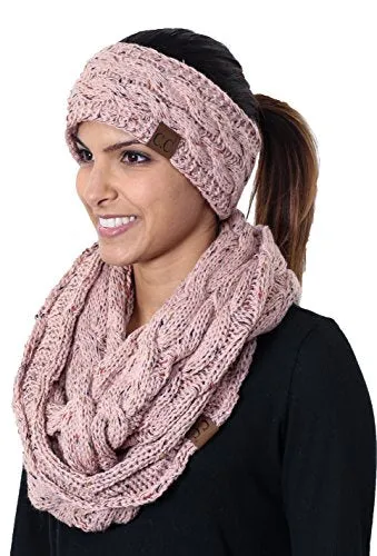 Confetti Knit Lined Headwrap and Infinity Scarf Set by Funky Junque