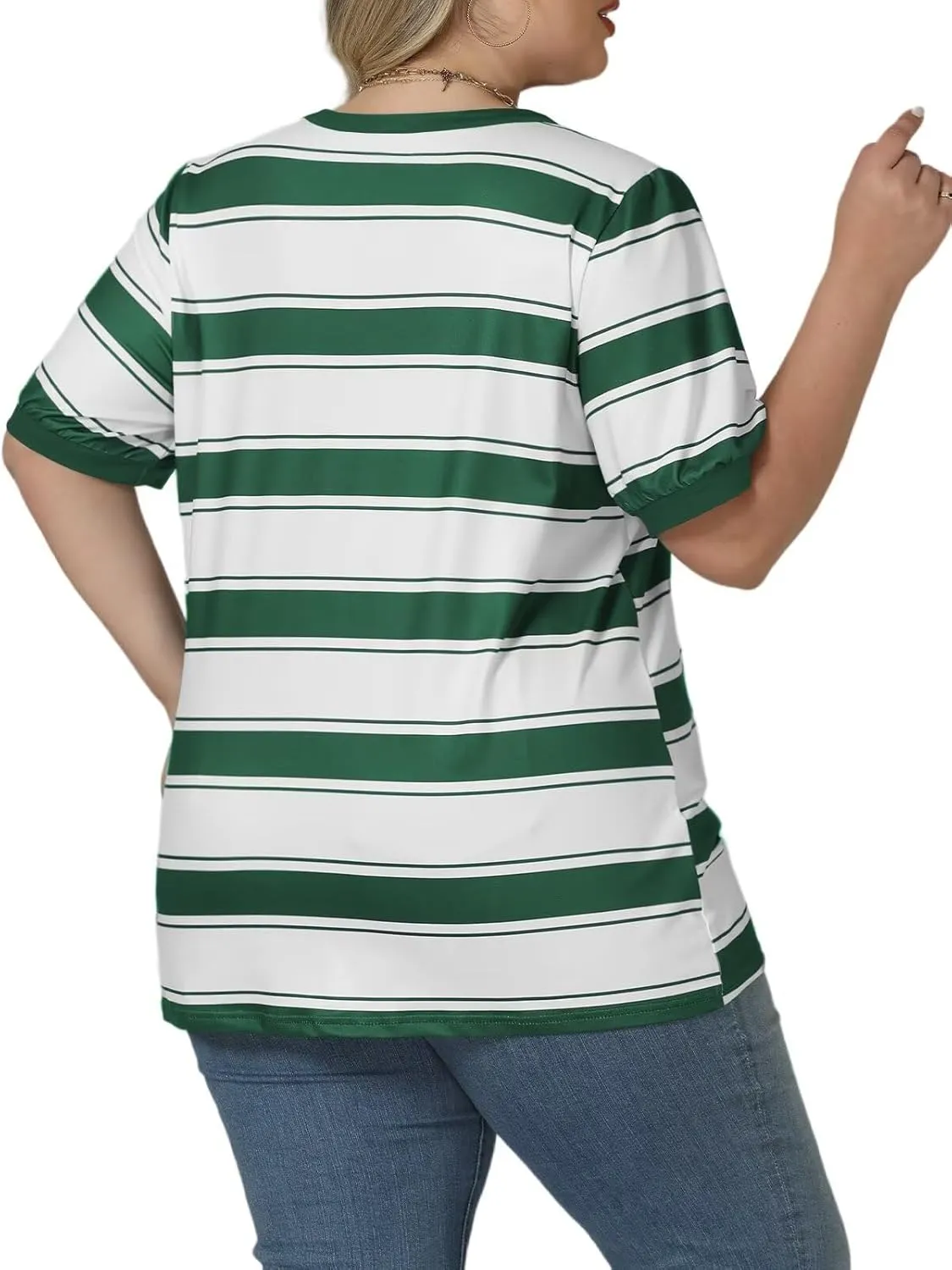 DOLNINE Womens-Plus-Size-Tops Cute Striped Color Block Oversized T Shirts Casual Short Sleeve Loose Fit Tunic Summer Blouses