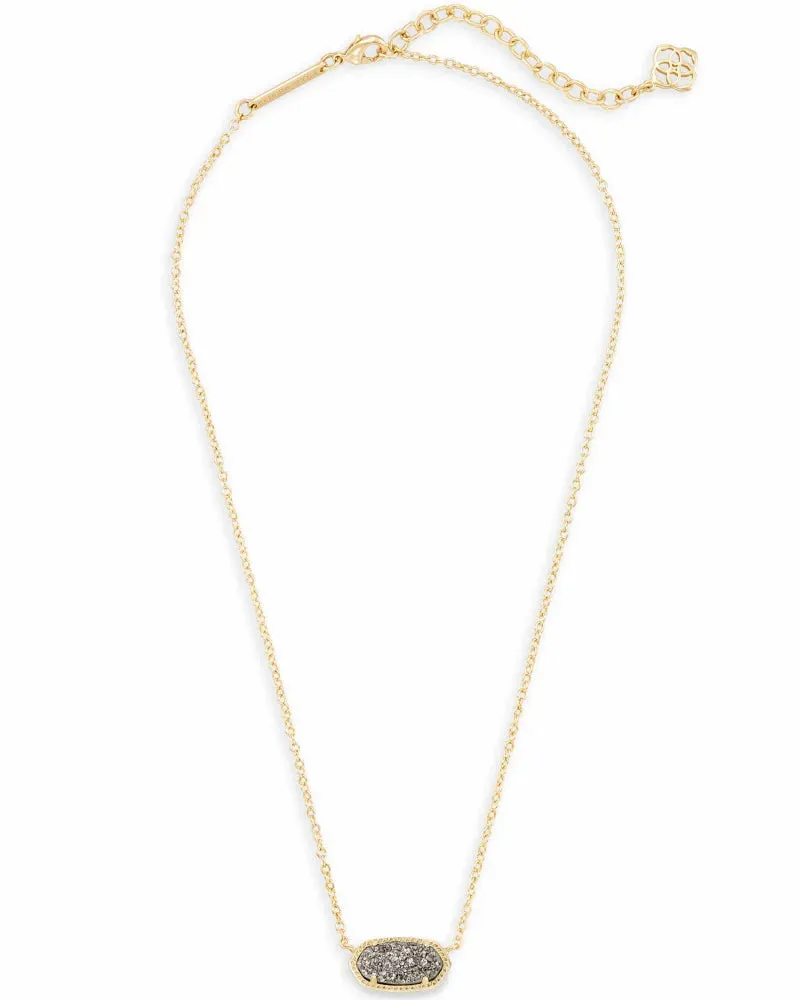 Elisa Gold Pendant Necklace in Platinum Drusy by Kendra Scott