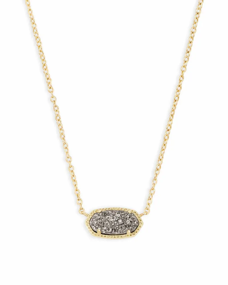 Elisa Gold Pendant Necklace in Platinum Drusy by Kendra Scott