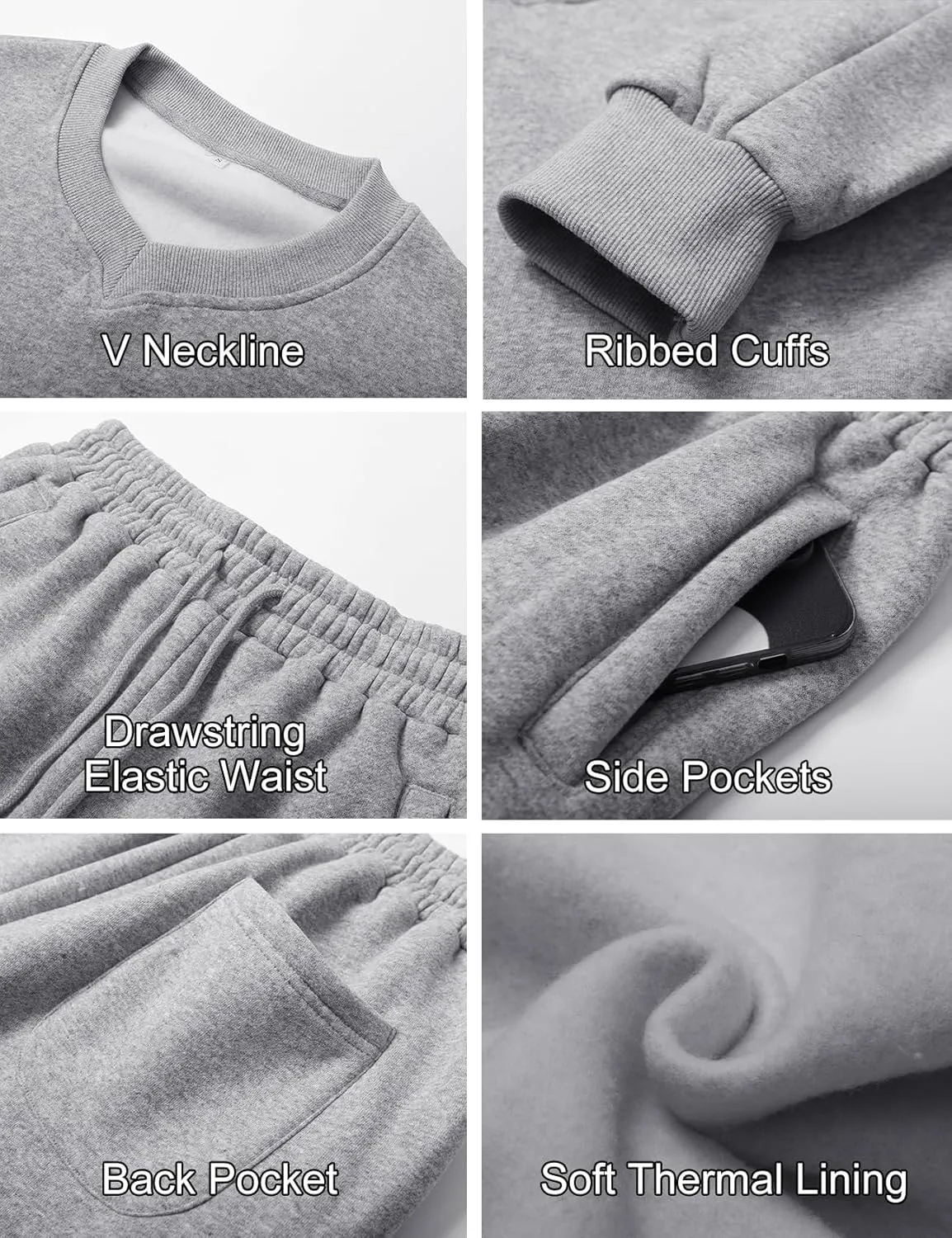 Flygo Women Sweat Set Sweatsuit Fleece 2 Piece Joggers Tracksuit Outfits Crop Sweatshirt Sweatpants Sets