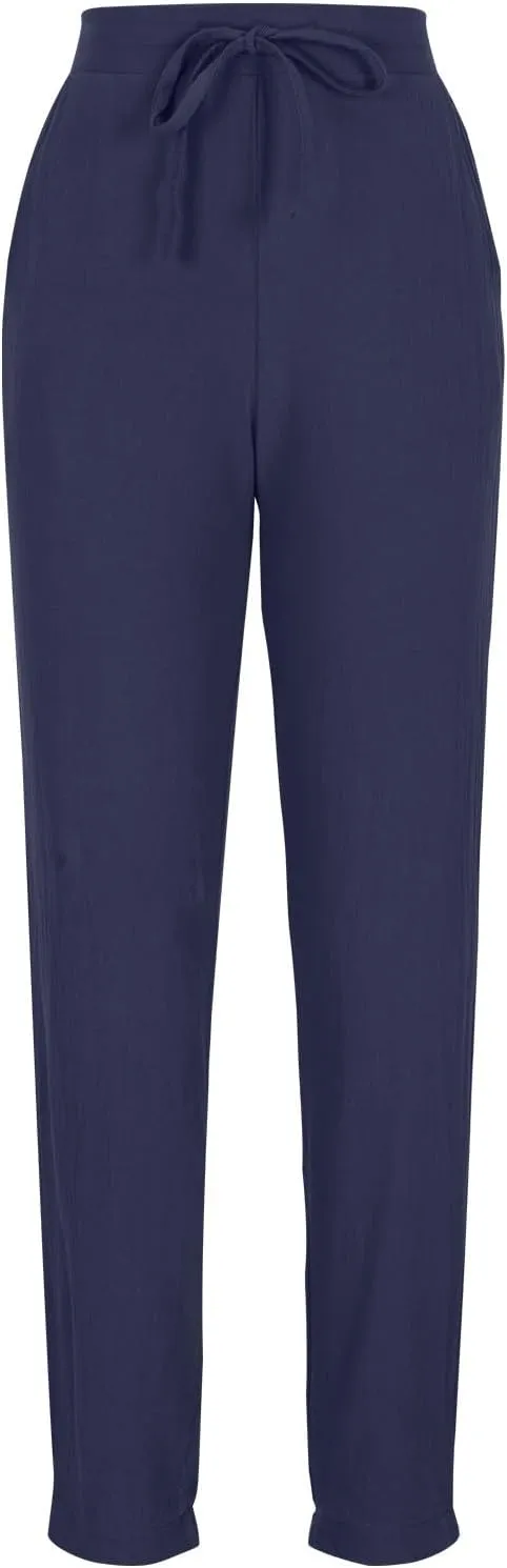 FZYLQY 2025 Linen Pants for Women Summer Casual High Waisted Drawstring Beach Pants Trendy Solid Color Trousers with Pockets
