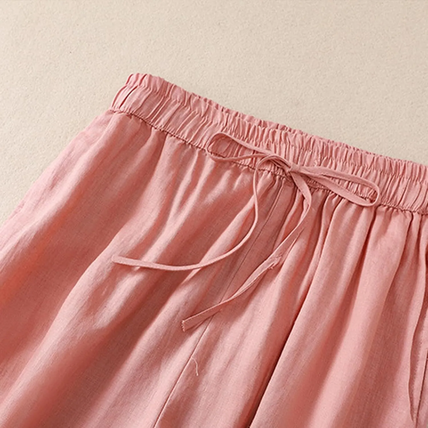 FZYLQY Cotton Linen Pants Women Wide Leg Hight Waisted Palazzo Pants Loose Fit Elastic Waist Summer Dressy Casual Trousers