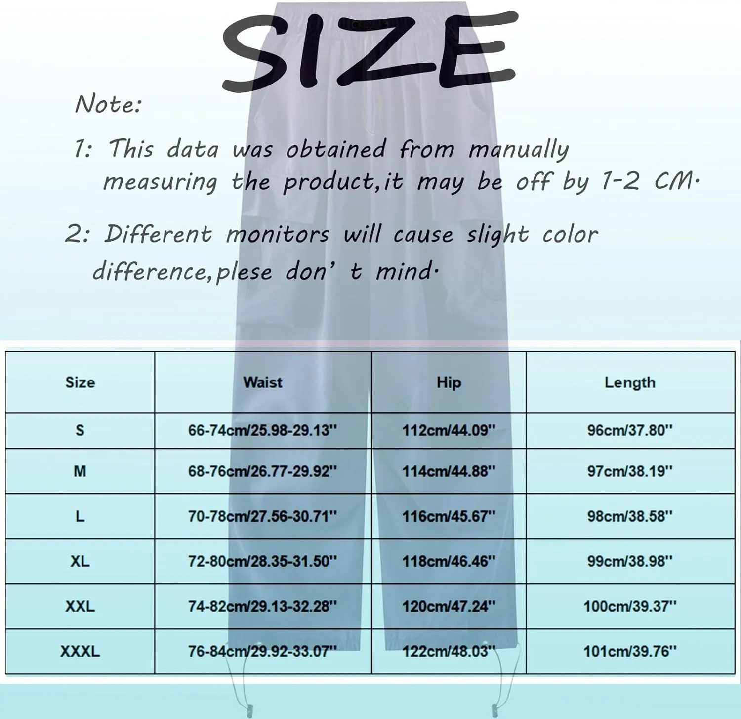 Girls&Womens High Waist Parachute Pants Cargo Trousers with Pockets Loose Baggy Hiking Pants Adjustable