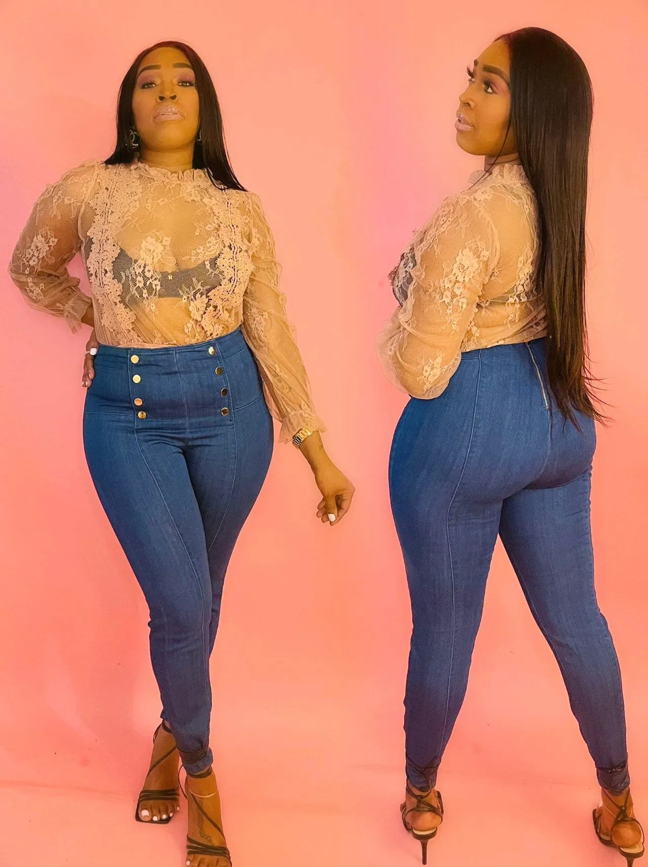 Give Me Plans Black or Taupe Long Sleeve Sheer Mesh Floral Embroidered Lace Blouse