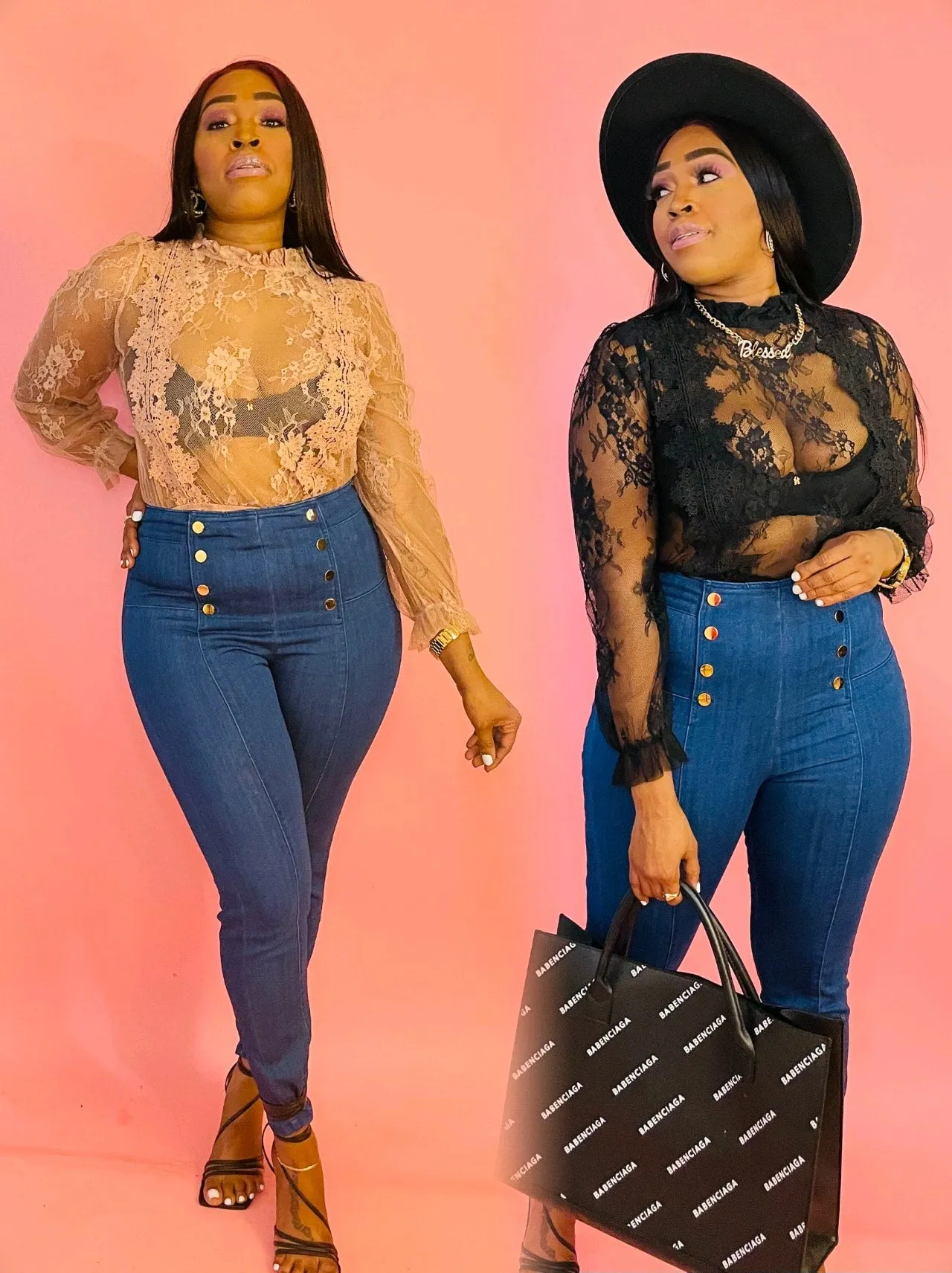 Give Me Plans Black or Taupe Long Sleeve Sheer Mesh Floral Embroidered Lace Blouse
