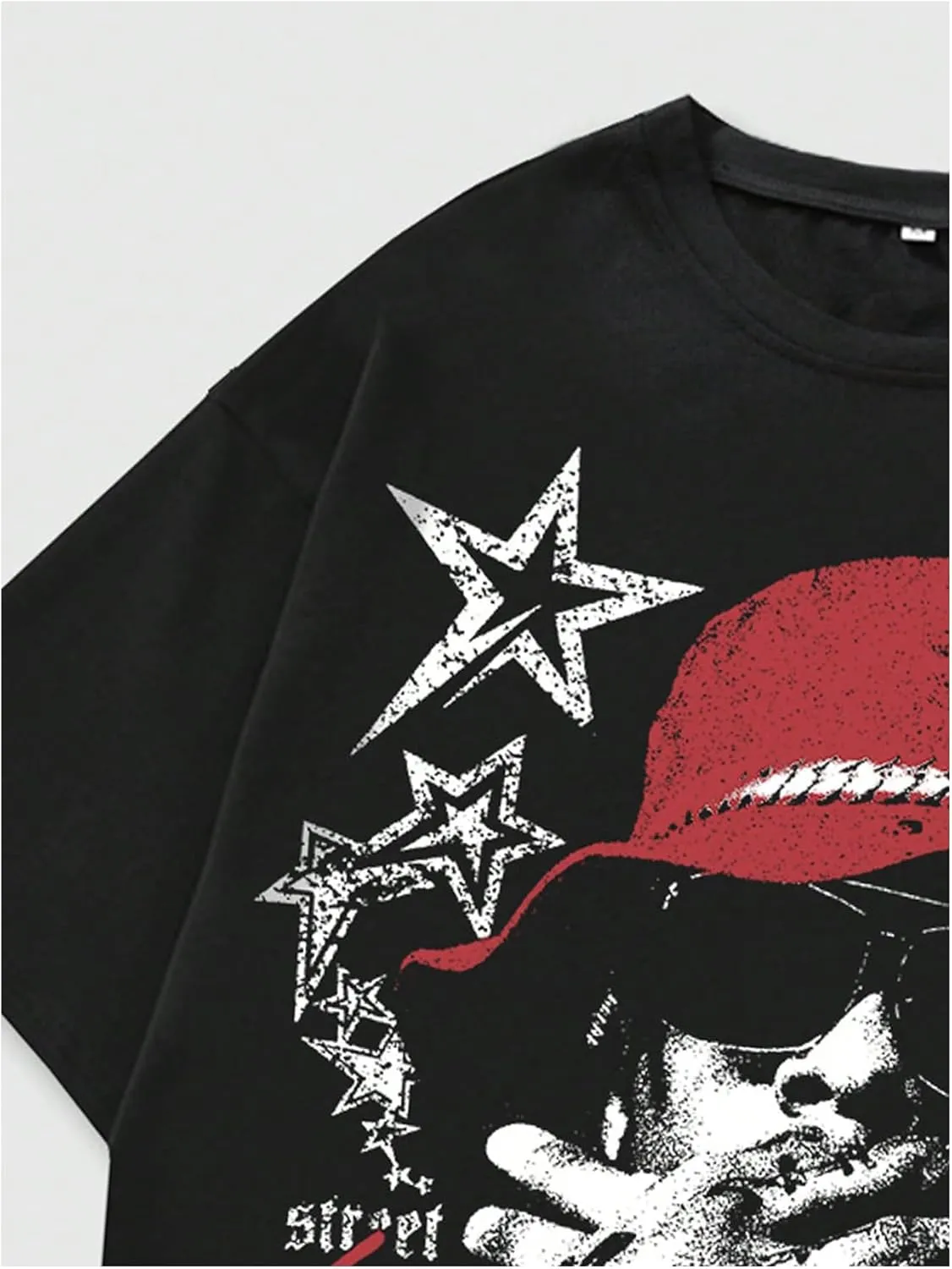 GORGLITTER Men's Graphic Tee Oversized Crewneck Short Sleeve Y2K T Shirt