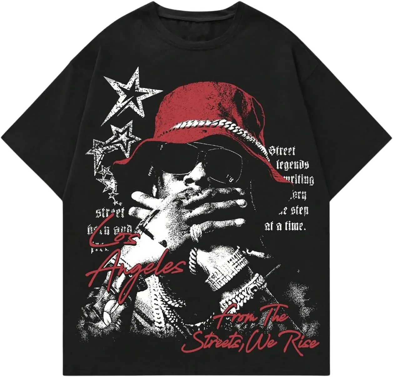 GORGLITTER Men's Graphic Tee Oversized Crewneck Short Sleeve Y2K T Shirt