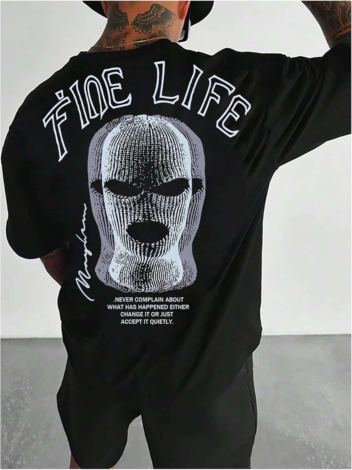 GORGLITTER Men's Y2K Graphic Tee Top Casual Oversized Short Sleeve Crewneck Drop Shoulder T Shirt