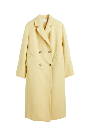 H&M Yellow Double Breasted Wool Long Coat UK L