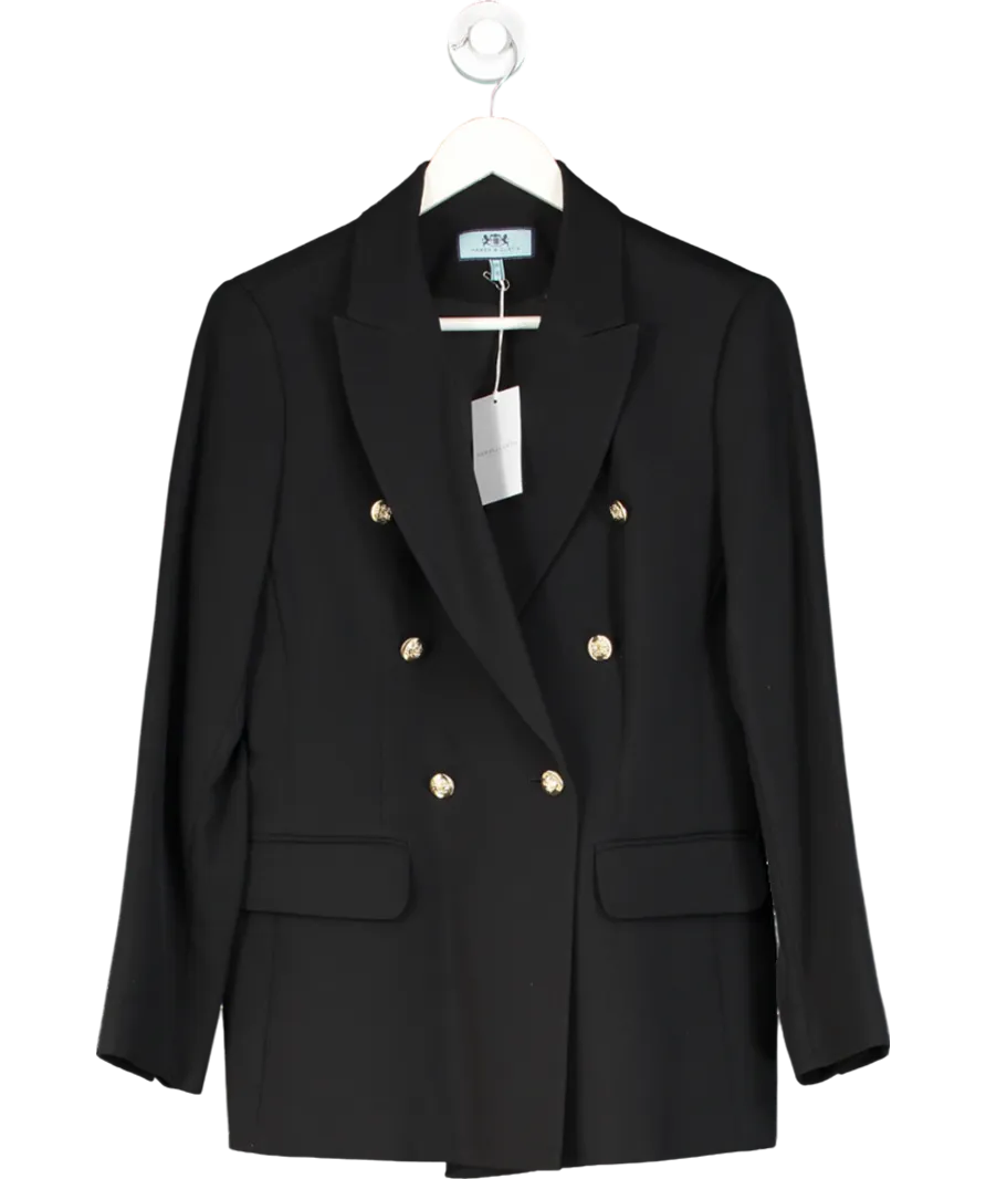 Hawes & Curtis Black Double Breasted Longline Jacket UK 10