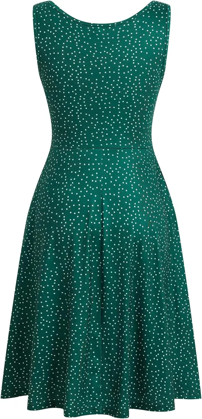 HELYO Women's Elegant Summer Casual T-Shirt Dresses Sleeveless Work Fit and Flare A-Line Dress with Pockets 718