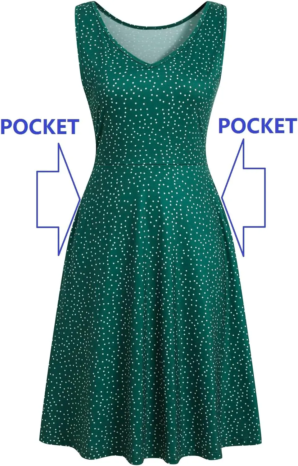 HELYO Women's Elegant Summer Casual T-Shirt Dresses Sleeveless Work Fit and Flare A-Line Dress with Pockets 718
