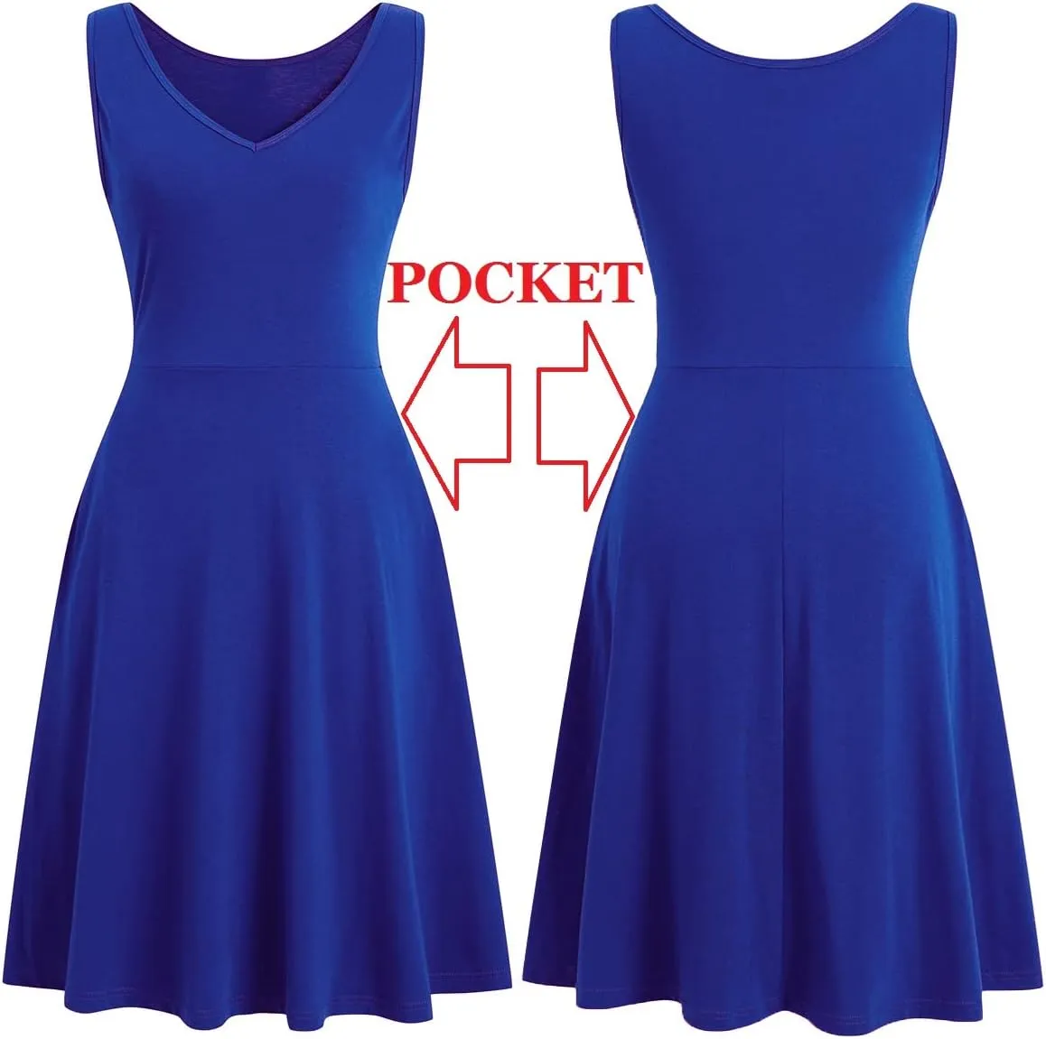 HELYO Women's Elegant Summer Casual T-Shirt Dresses Sleeveless Work Fit and Flare A-Line Dress with Pockets 718