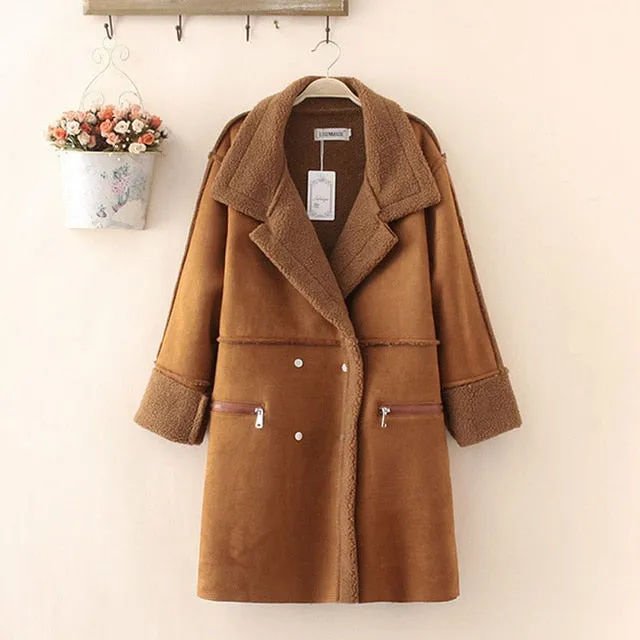Lambs wool Coat Winter Coat Women Shearling Coats Faux Suede Leather Jackets