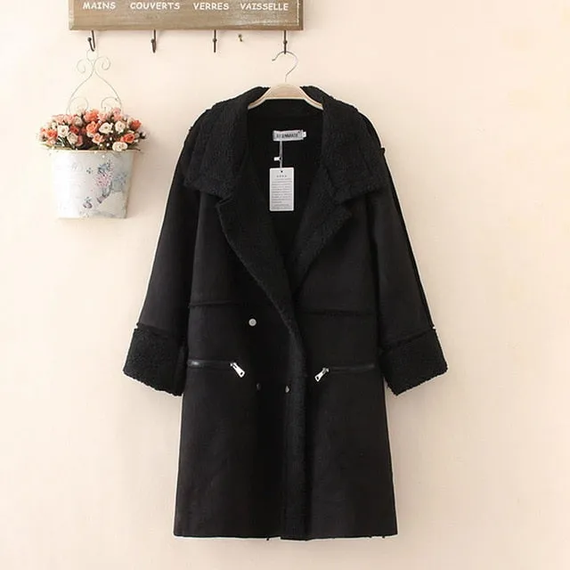 Lambs wool Coat Winter Coat Women Shearling Coats Faux Suede Leather Jackets