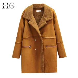 Lambs wool Coat Winter Coat Women Shearling Coats Faux Suede Leather Jackets