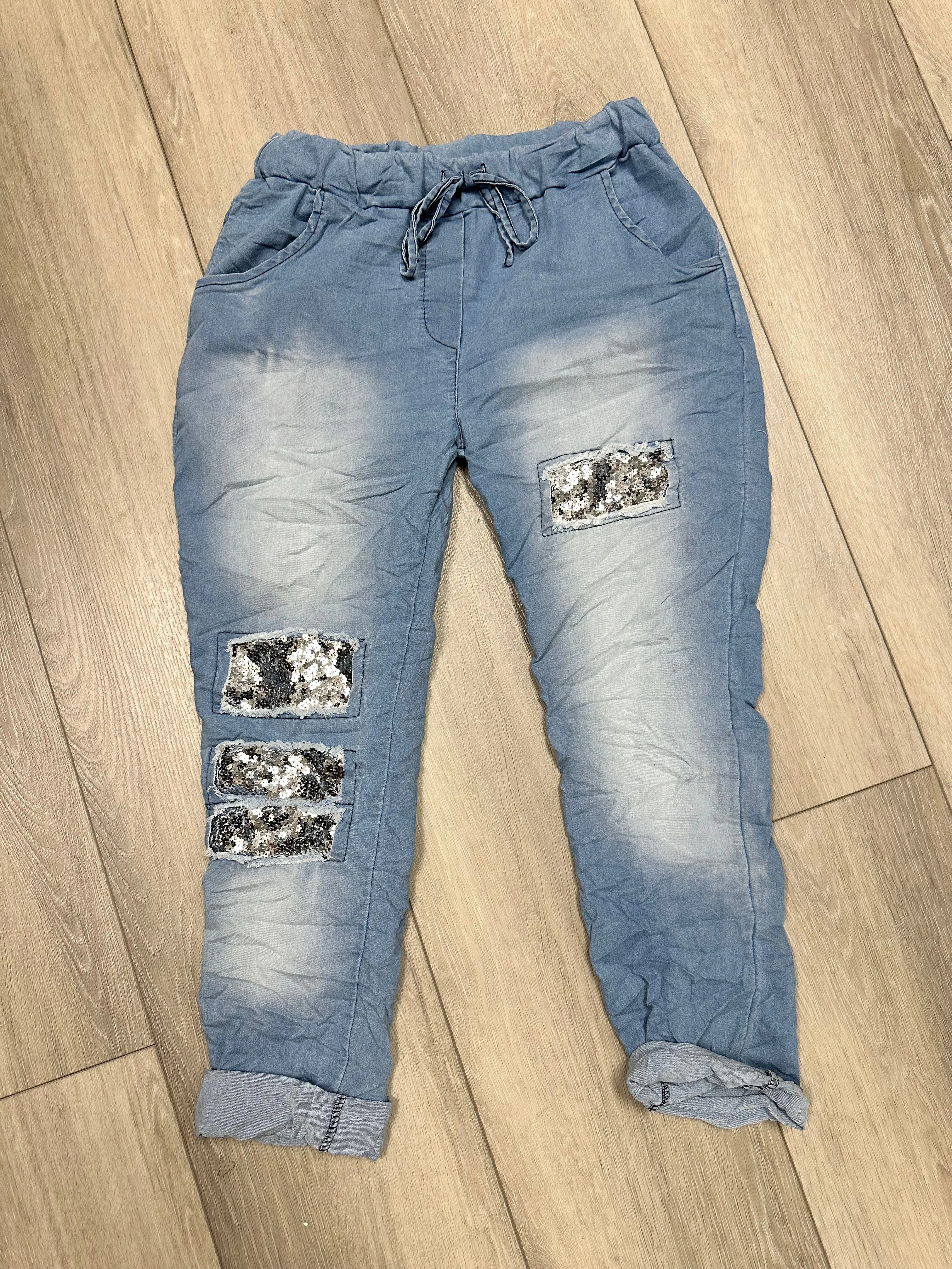 Lightweight Joggers with Sequins Detail