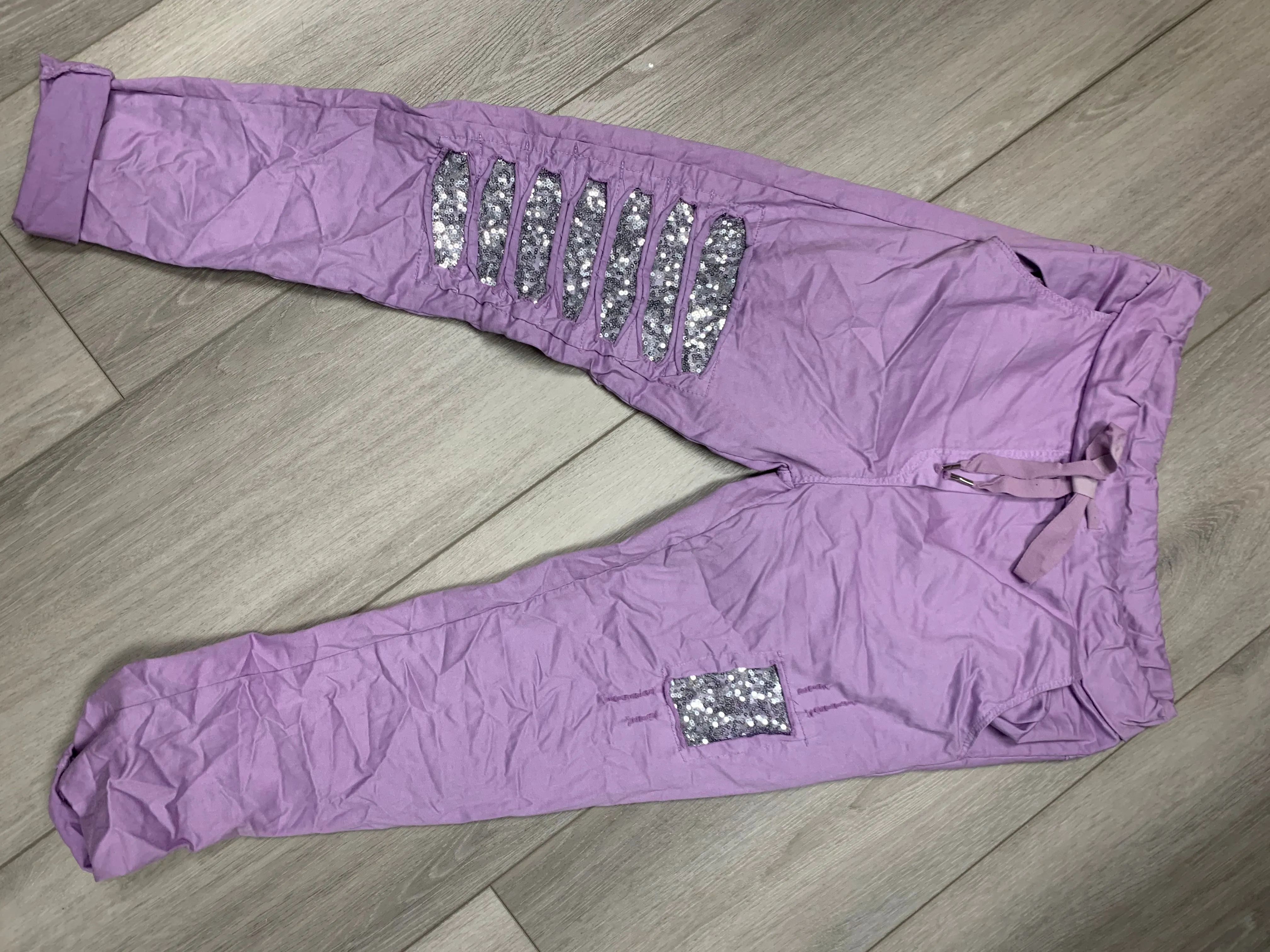 Lightweight Joggers with Sequins Detail
