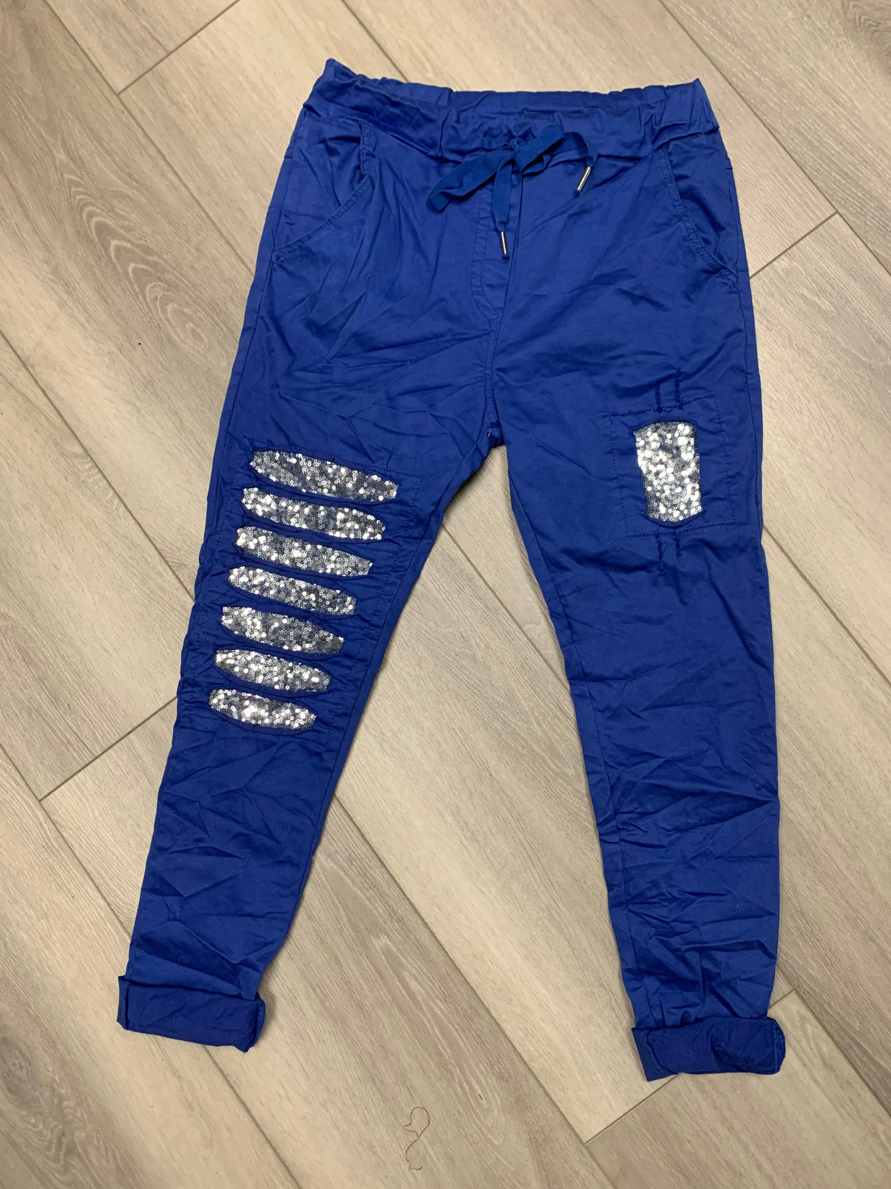 Lightweight Joggers with Sequins Detail