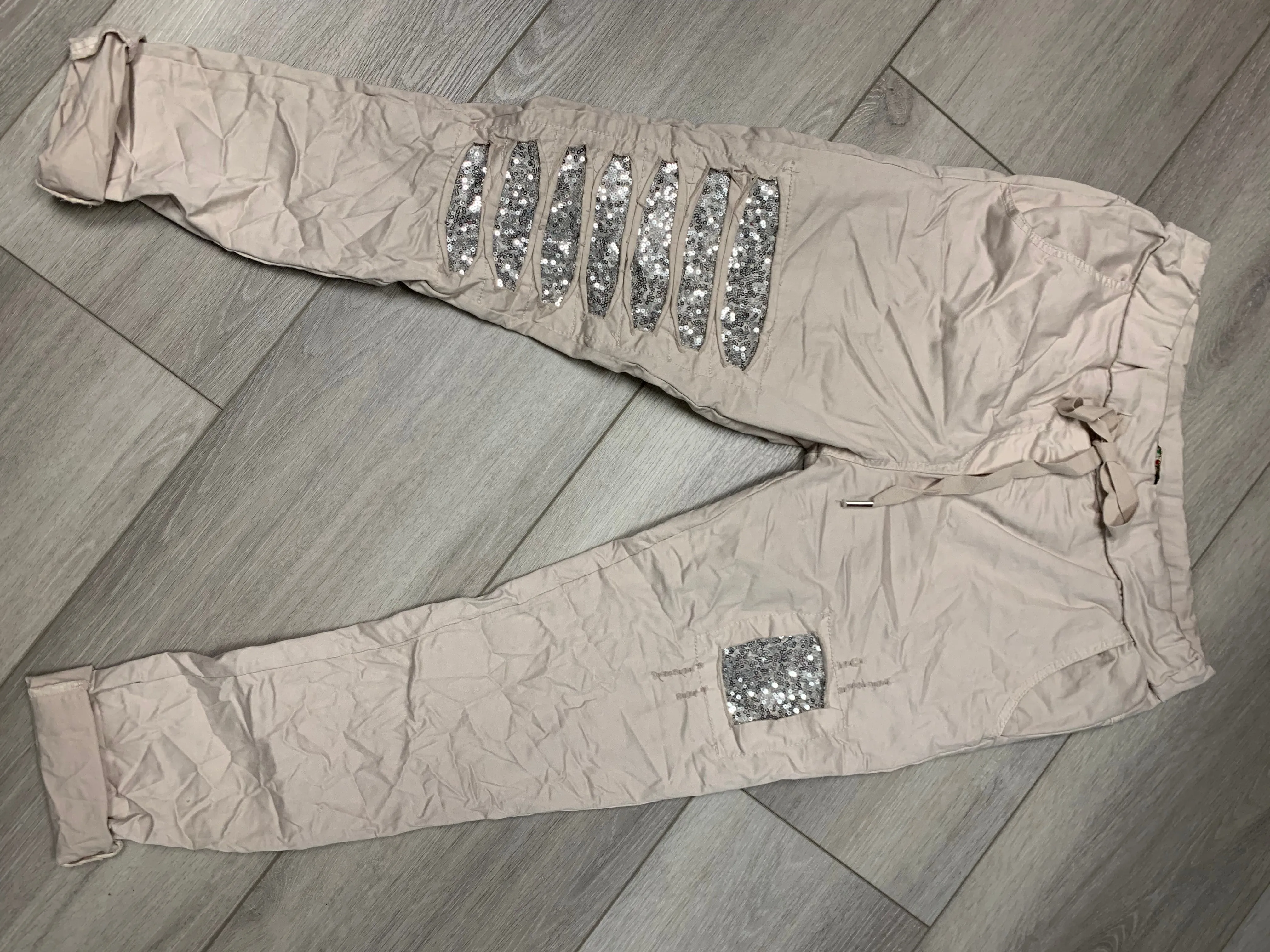Lightweight Joggers with Sequins Detail