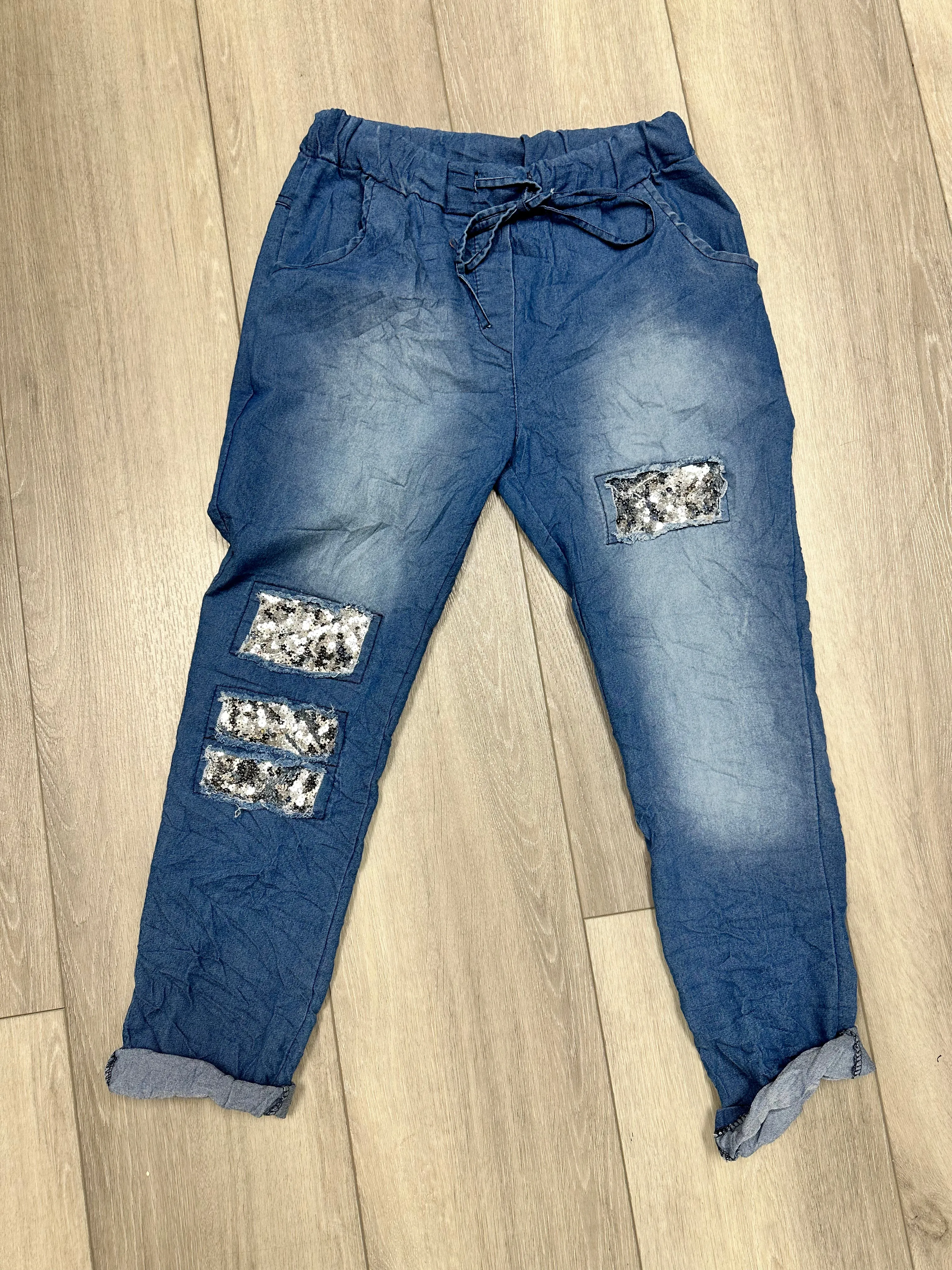 Lightweight Joggers with Sequins Detail