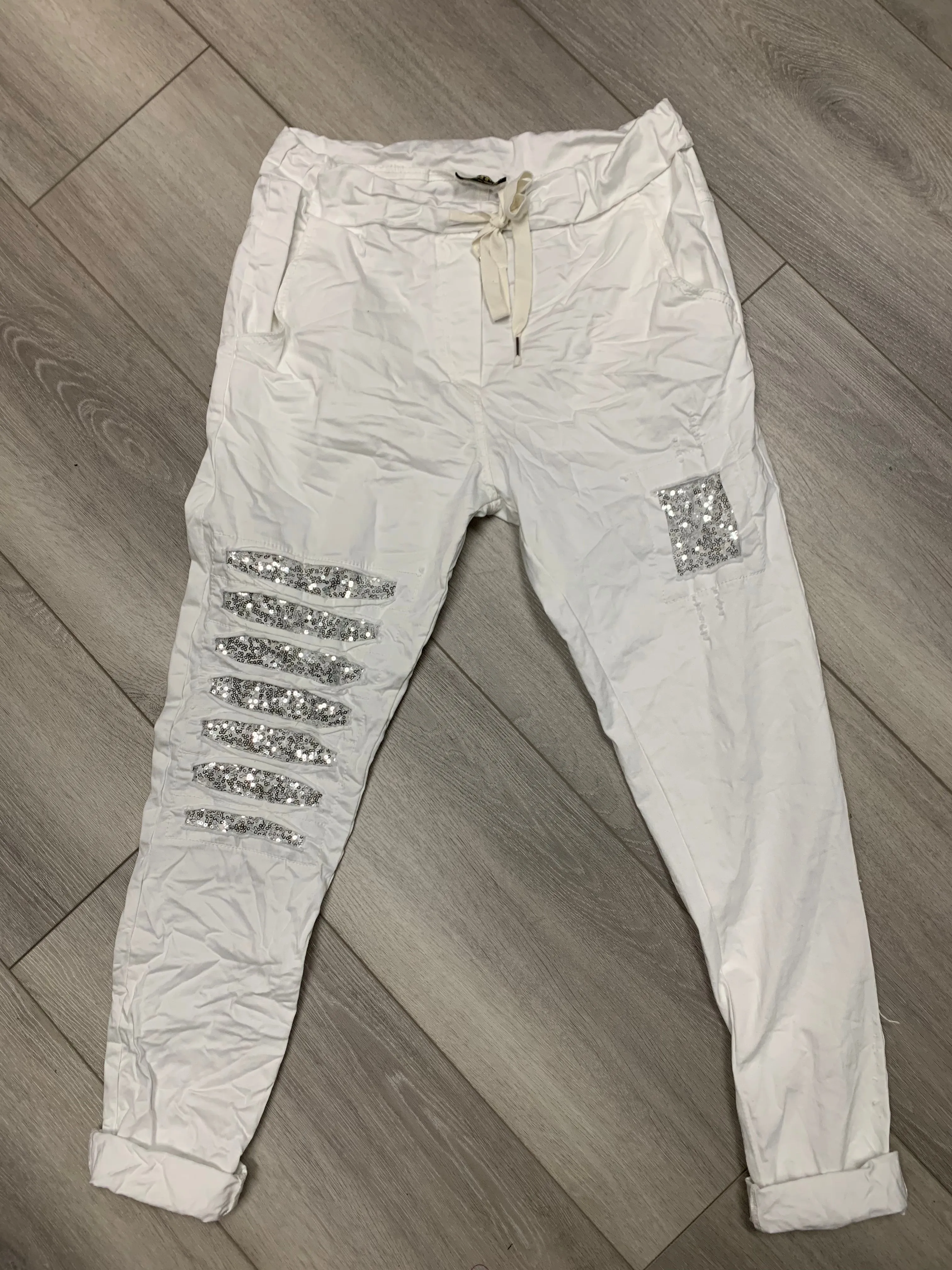 Lightweight Joggers with Sequins Detail