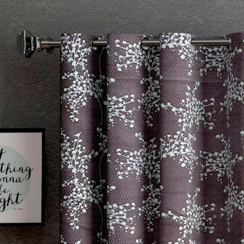 Luka Floral Semi Sheer Curtain - Brown