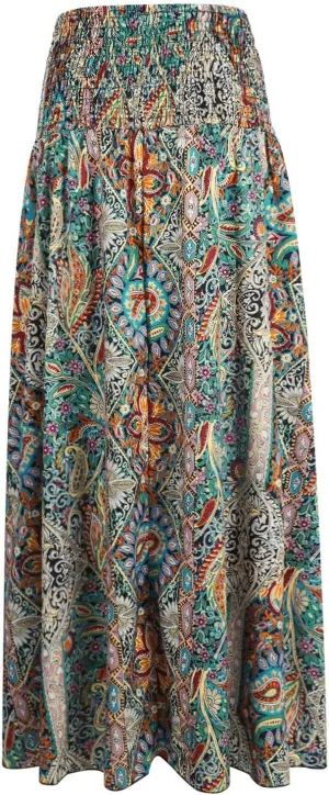 Maxi Skirts for Women 2025 Vintage Printed High Waist Flowy Hem Trendy Skirts Relaxed Beach Vacation Skirt