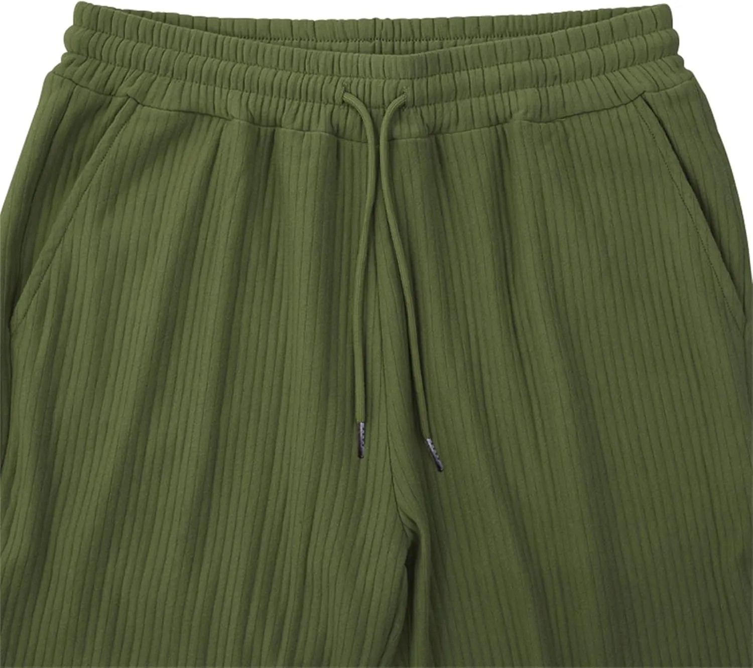Mens Casual Corduroy Pants Drawstring Straight Harem Loose Sweatpants Elastic Waist Lightweight Fashion Trousers